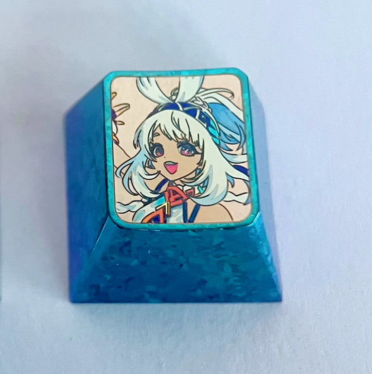Genshin Impact, 1U titanium alloy carved keycaps, mechanical keyboard metal decorative keycaps