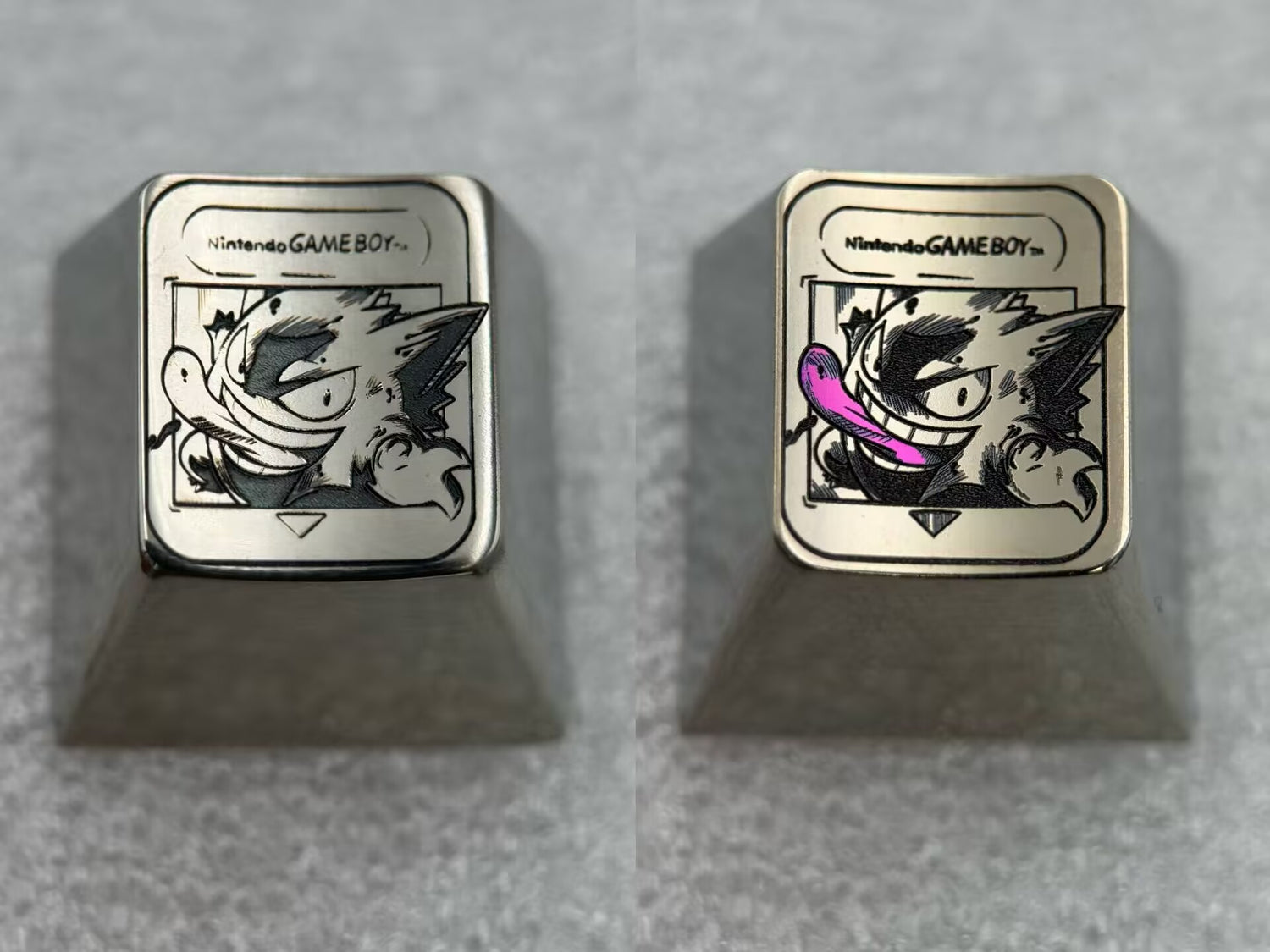 Pok é mon, Gengar, Game Boy, 1U titanium alloy personalized keycaps, metal keycaps for anime and gaming peripherals