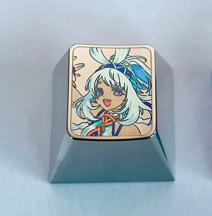 Genshin Impact, 1U titanium alloy carved keycaps, mechanical keyboard metal decorative keycaps