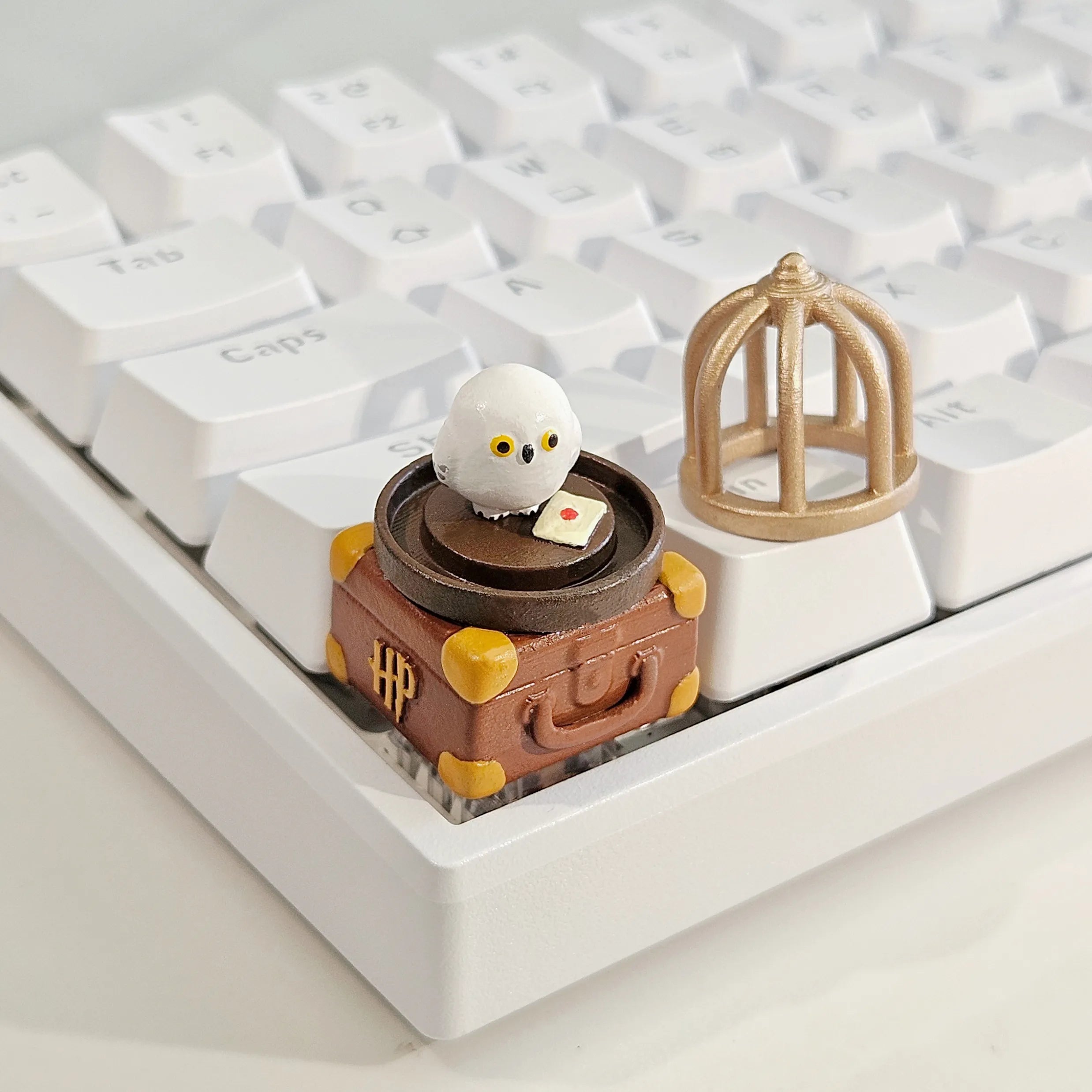 Harry Potter merchandise, Hedwig luggage, resin coated keycaps, mechanical keyboards, personalized decorative keycaps