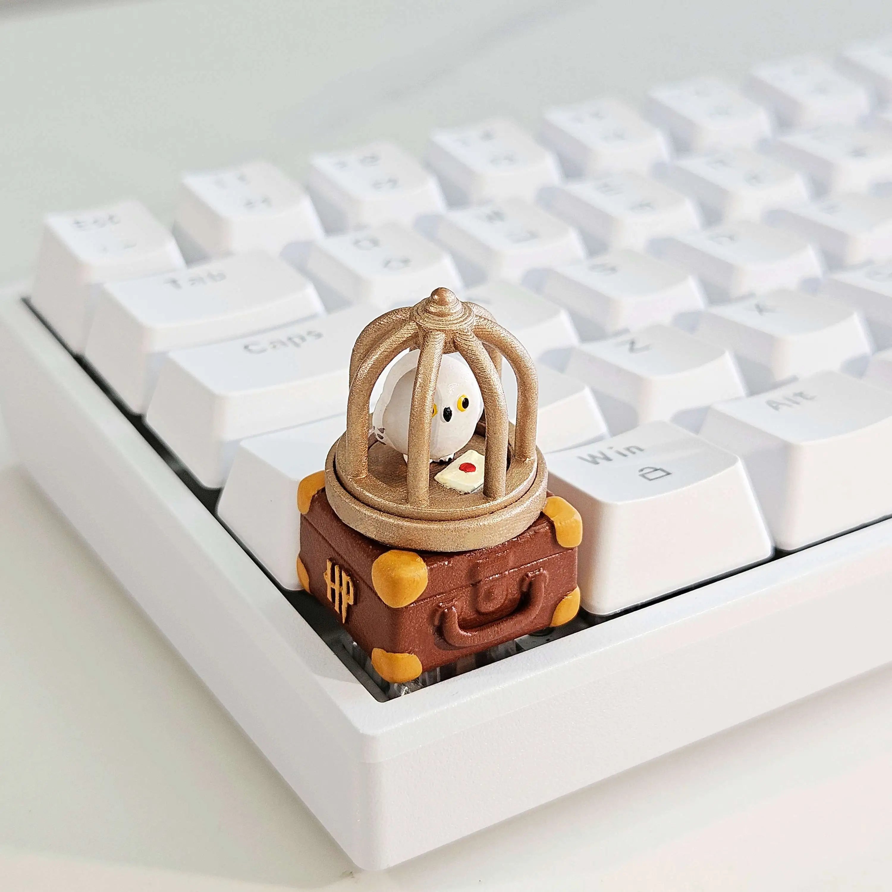 Harry Potter merchandise, Hedwig luggage, resin coated keycaps, mechanical keyboards, personalized decorative keycaps