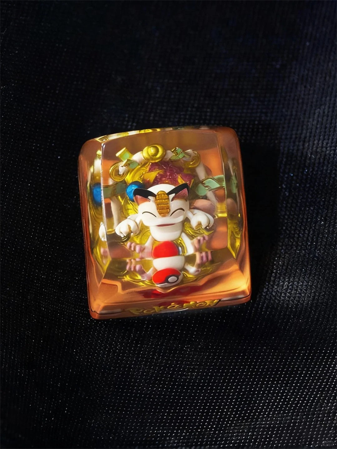 Pok é mon, Meowth,1U,Crystal drops of glue personalized keycaps, Anime game creative decoration keycaps
