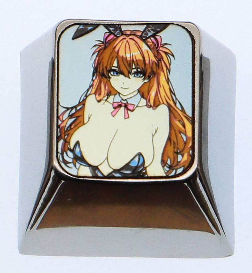 EVA, Sexy Asuka, 1U titanium alloy personalized decorative keycap, anime and game creative metal art keycap