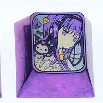 Puella Magi Madoka Magica, 6 unique 1U titanium alloy keycaps, metal carved keycaps around anime and game characters.