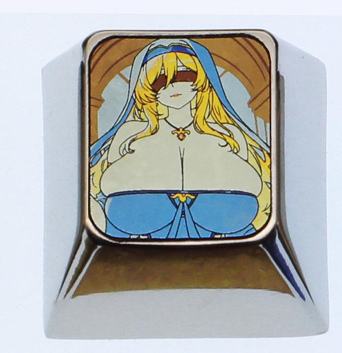 Anime game character swimsuit collection, 1U titanium alloy personalized keycap height optional, metal carving decoration creative keycap