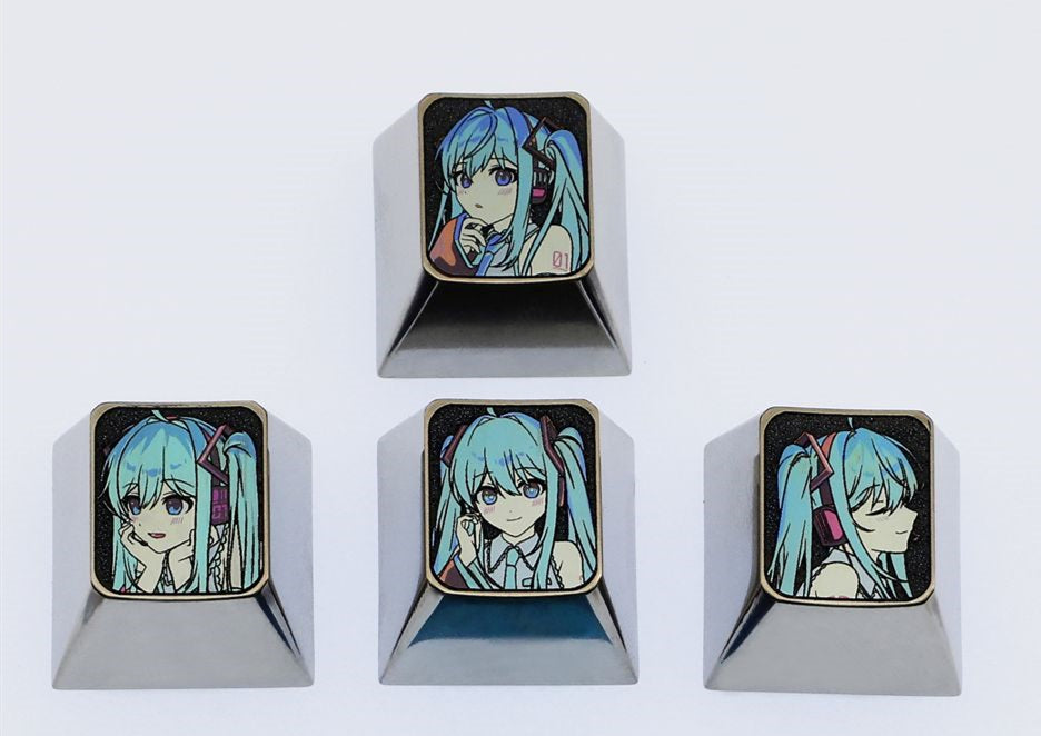 Hatsune Miku direction key set, titanium alloy key cap. Personalized keycaps, decorative keycaps.