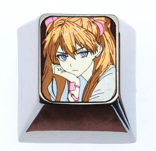 EVA series, Asuka, Ayanami Rei, 1U titanium alloy personalized keycaps, anime culture creative mechanical keyboard art decorative keycaps