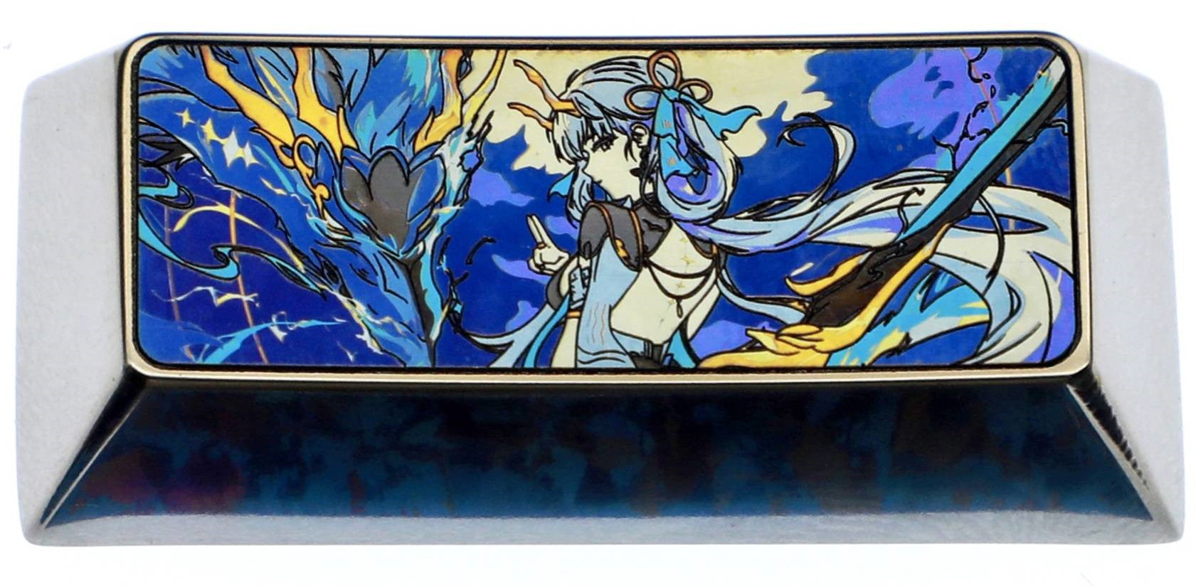 Wuthering Waves, Jinhsi. 2.25U titanium alloy personalized keycaps, metal keycaps carved around anime and games, artistic and creative keycaps