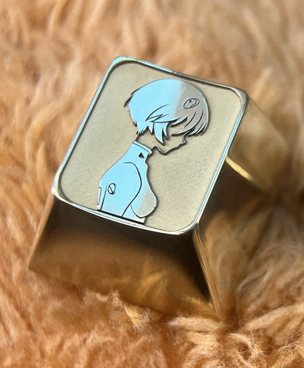 EVA,Asuka ,Ayanami Rei, Brass character side carving, personalized keycaps, decorative keycaps.