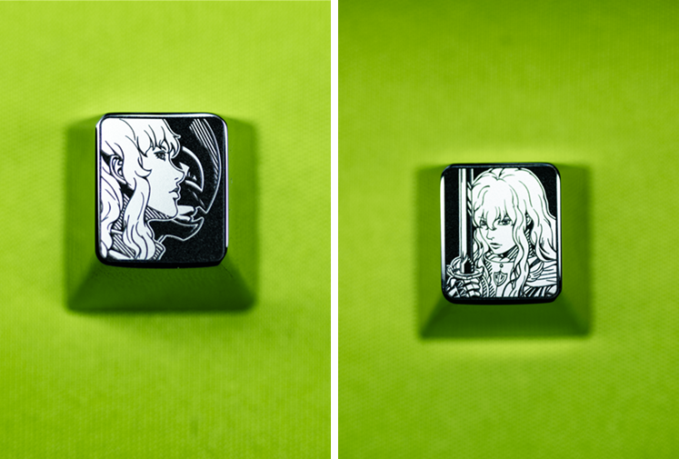 Berserk series, 1U titanium alloy personalized keycaps, innovative metal carved keycaps for anime and gaming culture.