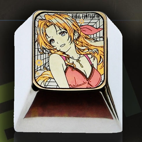 Final Fantasy VII, Tifa Lockhart, Aerith Gainsborough, 1U titanium alloy personalized keycaps, metal carved keycaps around anime and game characters