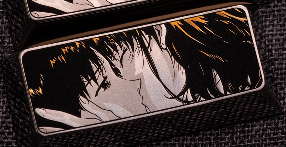 EVA, Adult Kiss 2.25u Titanium Alloy Shift/Enter Personalized Keycaps, Anime Game Metal Art Creative Decorative Keycaps