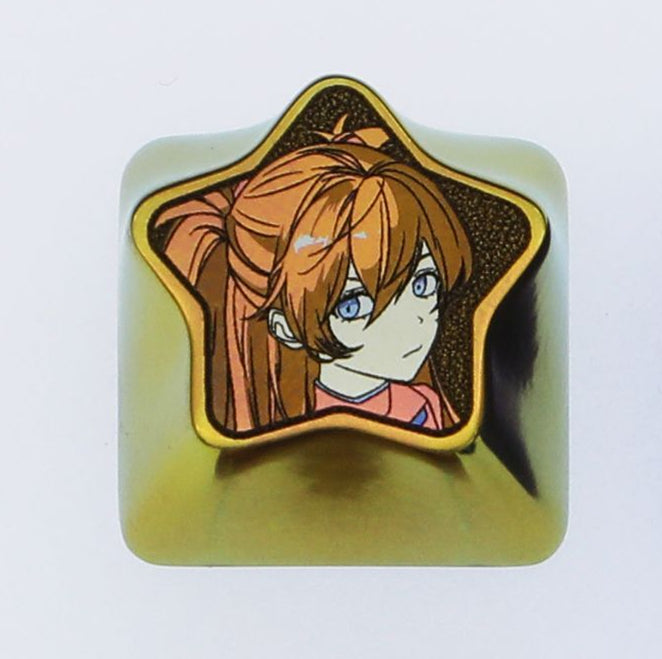 EVA, Asuka, Ayanami Rei. Pentagram shaped titanium alloy carved keycaps, personalized keycaps, keyboard decorative keycaps
