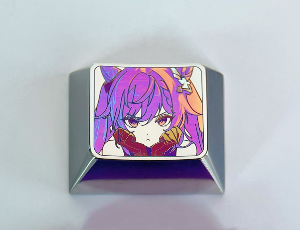 Keqing1.25U. Color titanium alloy carved personalized keycaps, mechanical keyboard decorative keycaps