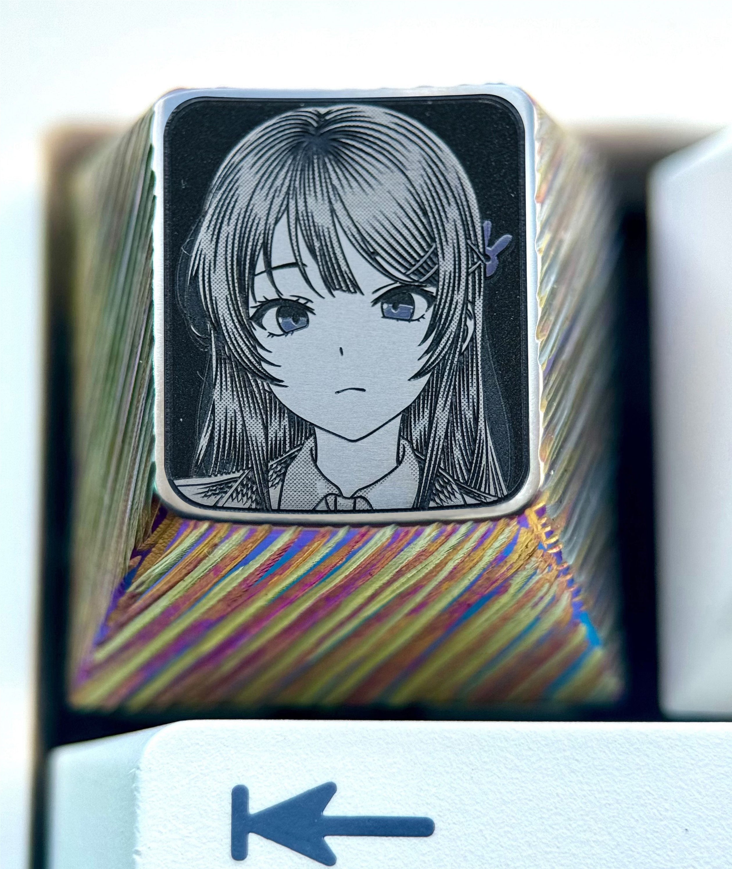 Sakurajima Mai, 1U titanium alloy finely carved personalized keycap, a mechanical keyboard decoration keycap for anime, novels, and games.