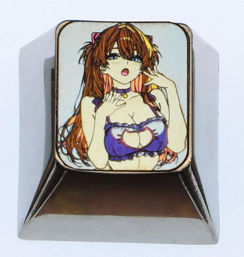 EVA, Sexy Asuka, 1U titanium alloy personalized decorative keycap, anime and game creative metal art keycap