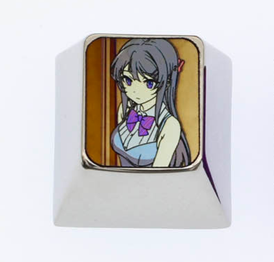 Sakurajima Mai, 1U titanium alloy personalized keycaps, metal decorative keycaps, anime keycaps