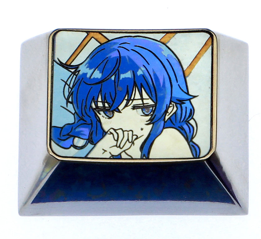 Roxy, 1.25U titanium alloy personalized keycaps, metal creative carved keycaps around anime, game, novel characters