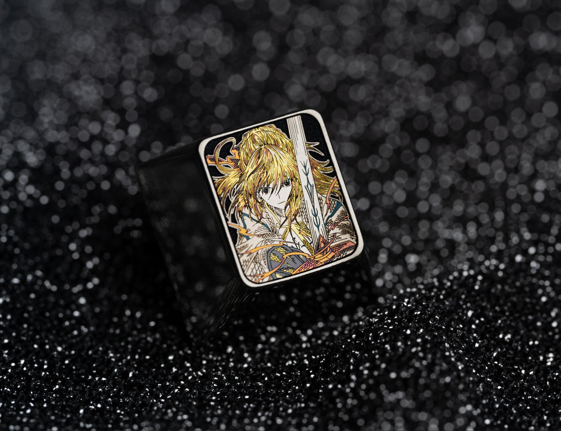 Saber, 1U precision titanium alloy personalized keycap, metal decorative keycap, anime game art keycap