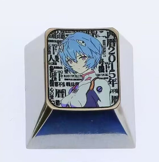 EVA, Asuka, Ayanami Rei metal titanium alloy carved personalized keycaps, keyboard decorative keycaps, anime character keycaps