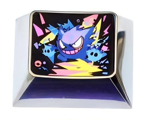 Gengar, 3 personalized 1.25U titanium alloy keycaps, metal carved art keycaps for anime and gaming peripherals