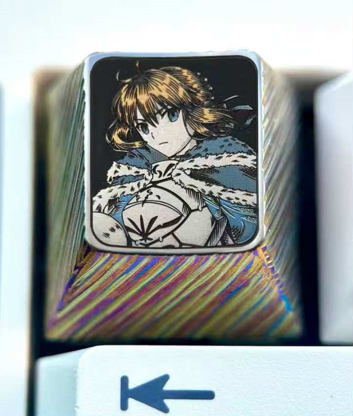 Fate/stay night, Altria Pendragon, Tohsaka Rin, 1U titanium alloy personalized keycaps, metal keycaps for anime, gaming, cultural and creative peripherals