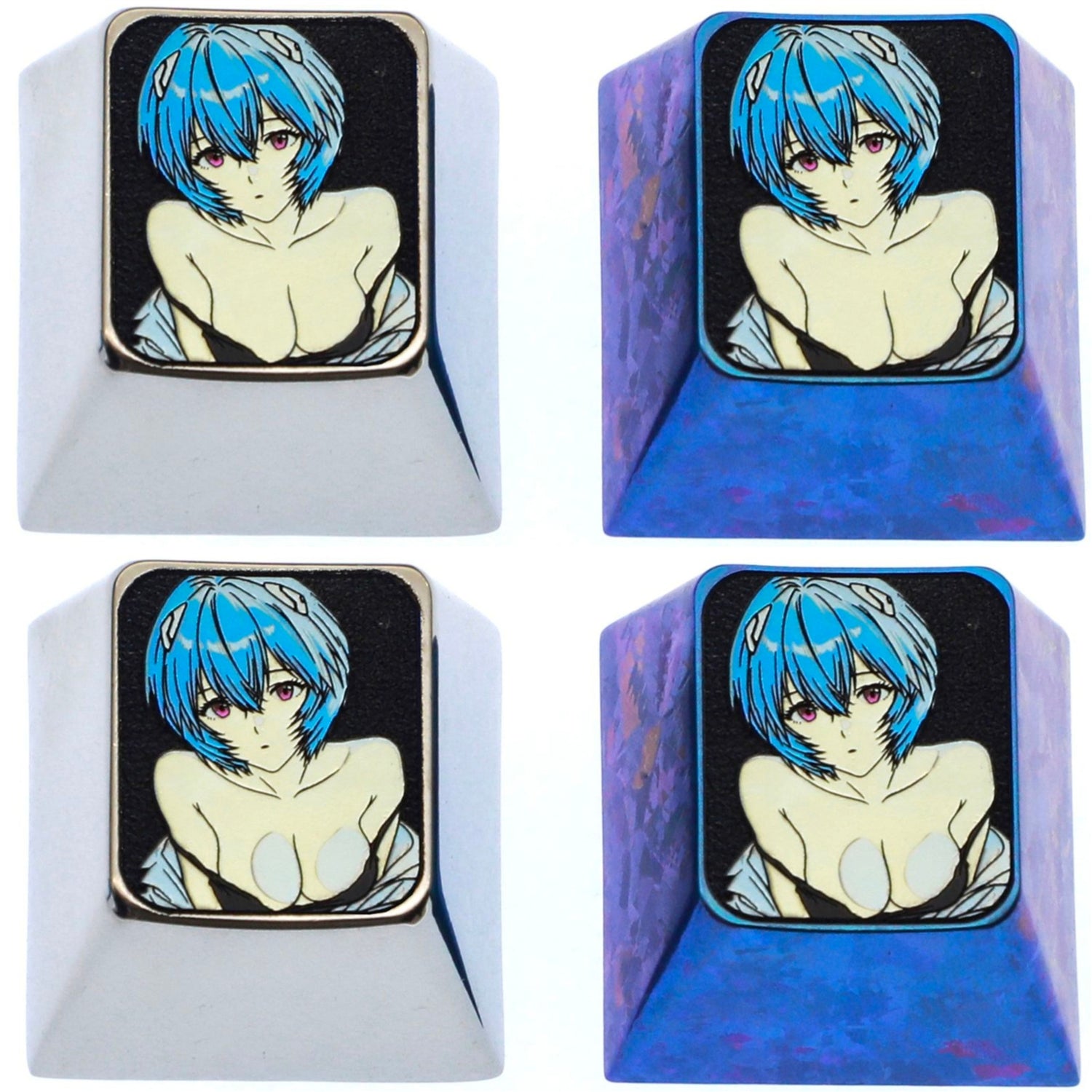 EVA, Ayanami Rei titanium alloy personalized keycaps, 1U metal decorative keycaps, anime and game art keycaps