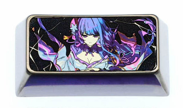 Raiden Shogun, 2U titanium alloy personalized keycap, metal carving art keycap around anime and game characters