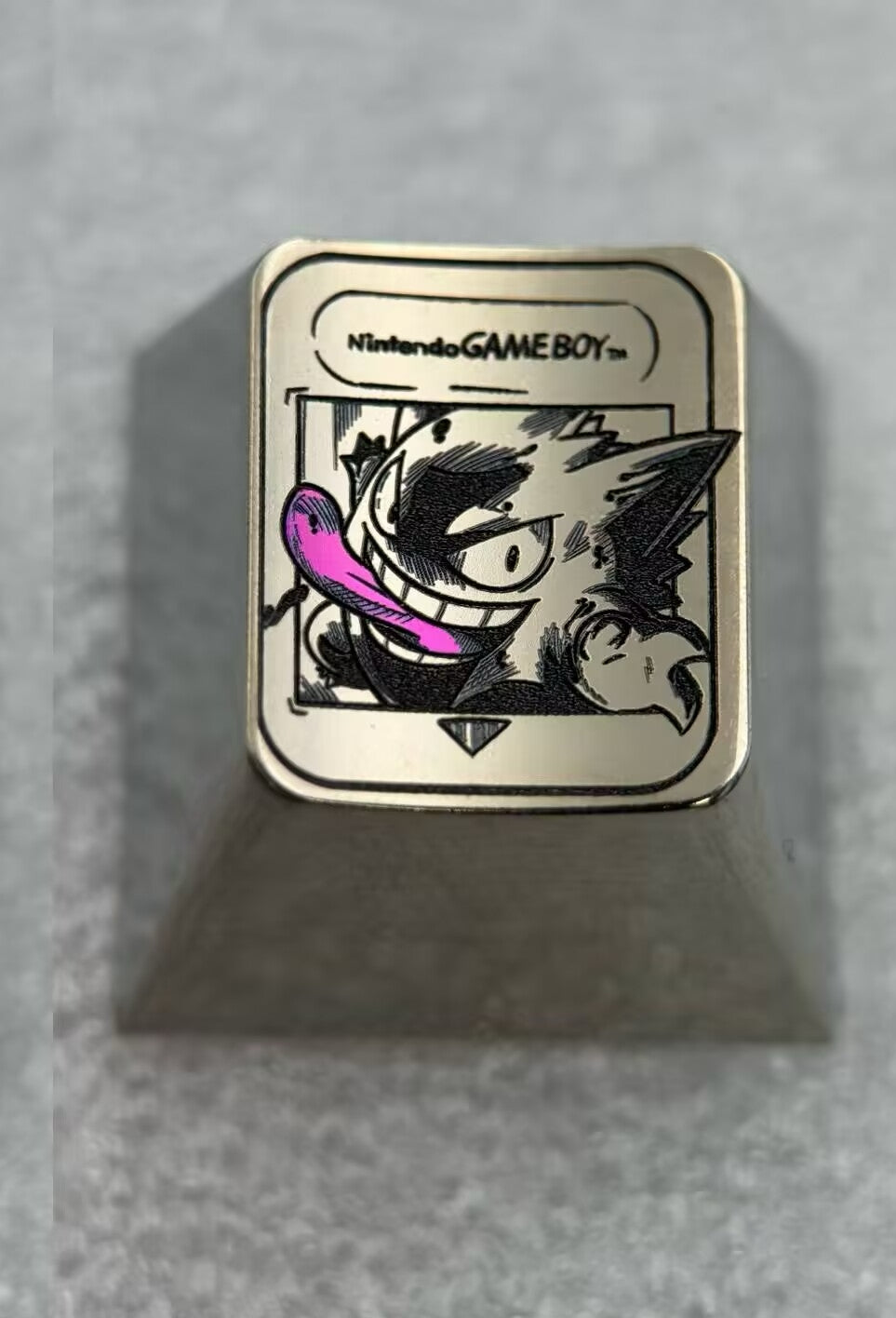 Pok é mon, Gengar, Game Boy, 1U titanium alloy personalized keycaps, metal keycaps for anime and gaming peripherals