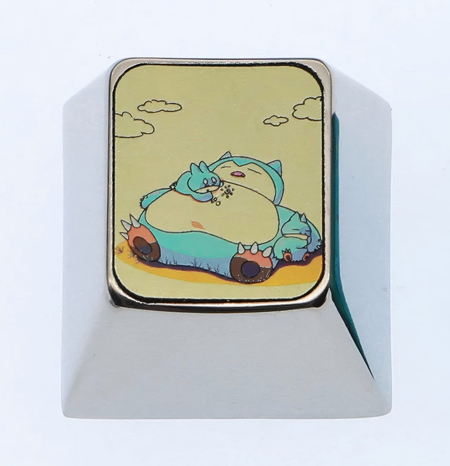 Snorlax 1U titanium alloy personalized keycaps, metal carved keycaps for anime and gaming peripherals