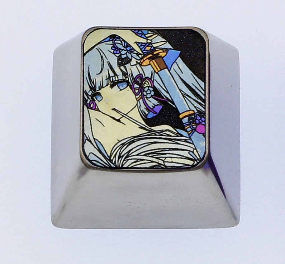 Kamisato Ayaka, Titanium alloy 1U personalized keycap, metal decorative keycap