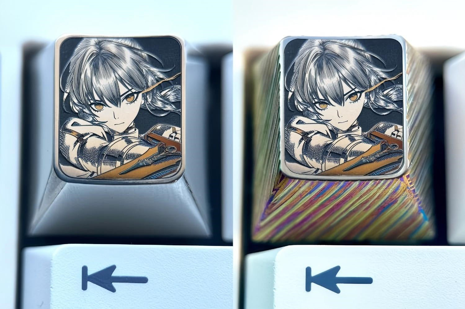 Saber, Altria Pendragon1U titanium alloy precision carved personalized keycaps, metal art keycaps for anime and game characters.
