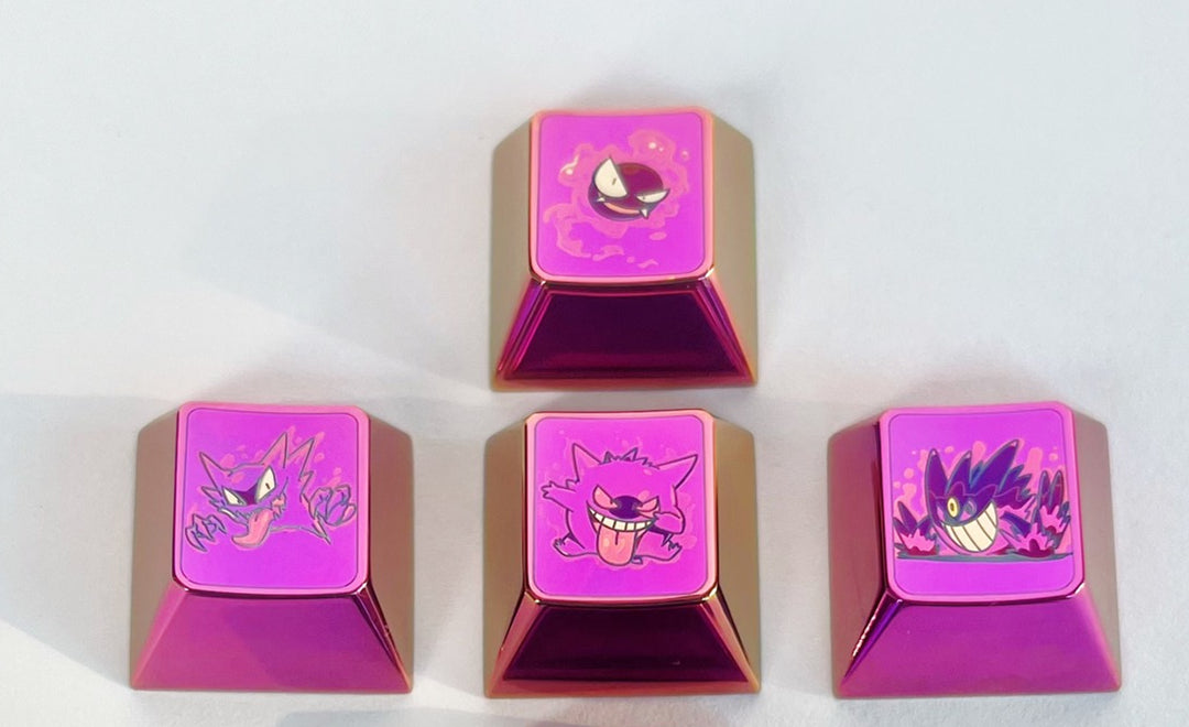 Gengar evolution directional key set, personalized keycap set, metal titanium alloy decorative keycaps.