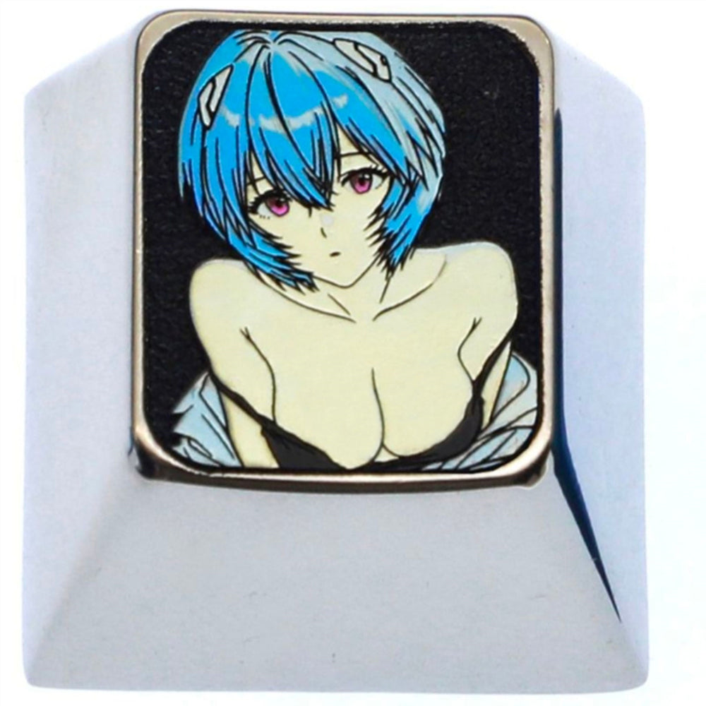 EVA, Ayanami Rei titanium alloy personalized keycaps, 1U metal decorative keycaps, anime and game art keycaps