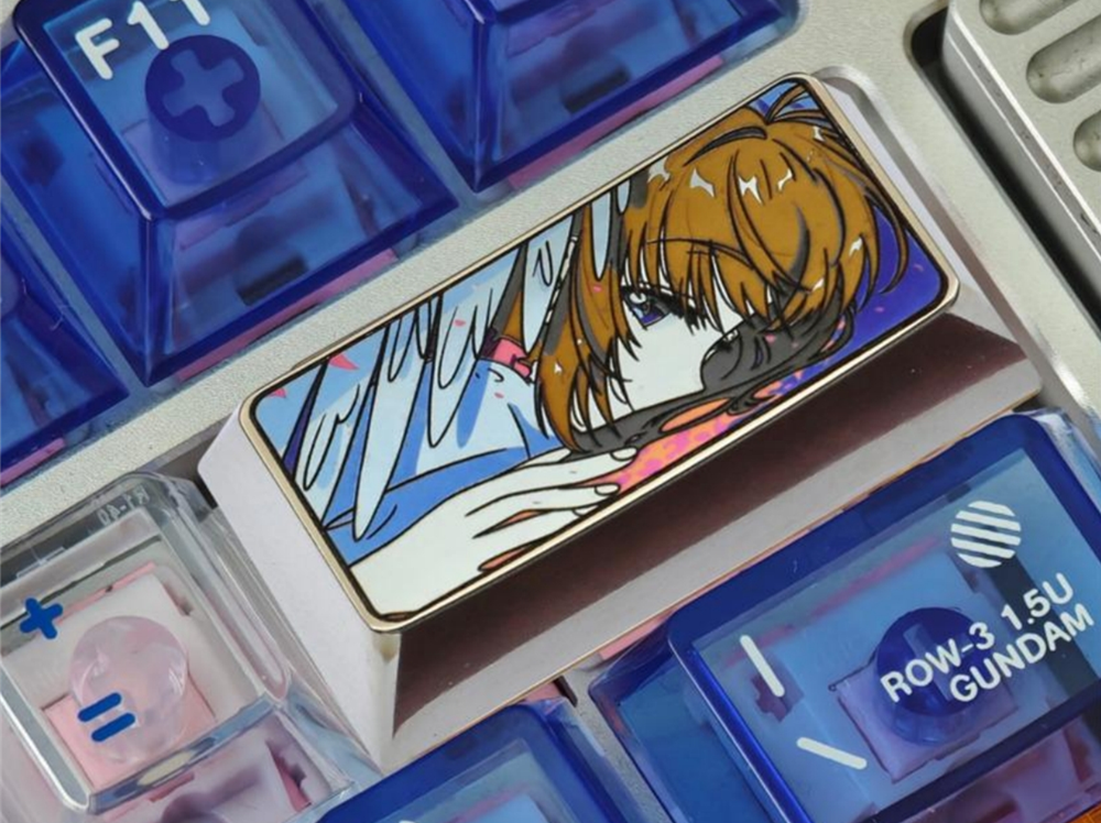 KINOMOTO SAKURA, 2U titanium alloy personalized keycaps, metal decorative keycaps, anime game character keycaps