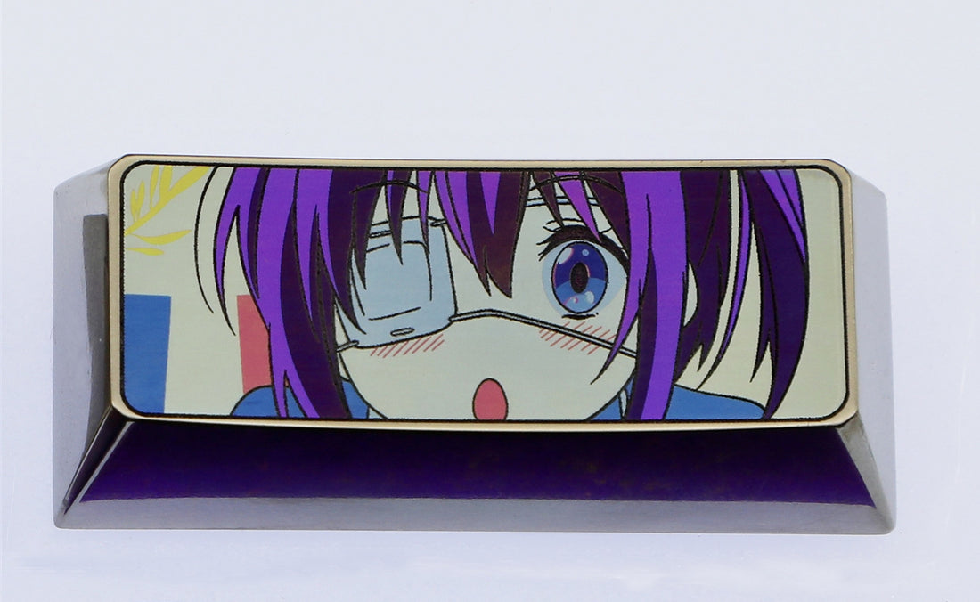 Takanashi Rikka 2.25U/1U titanium alloy carved keycaps, personalized metal keycaps, decorative keycaps