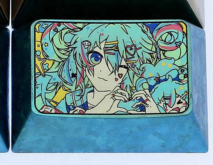 Hatsune Miku, 1U/1.5U, titanium alloy metal personalized key cap, keyboard decorative key cap