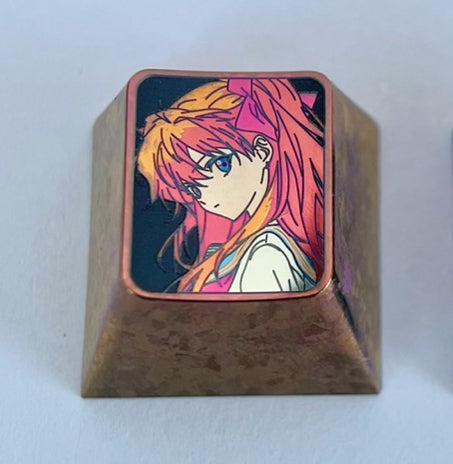 EVA, Asuka, Ayanami Rei, 1U titanium alloy personalized keycaps, anime character metal craft keycaps