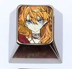 EVA, Asuka, 1U/1.25U titanium alloy personalized keycaps, metal decorative art keycaps around anime and game characters
