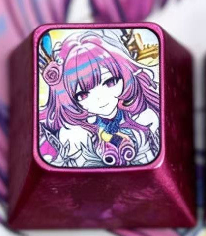 Honkai Impact 3, Elysia, 1U titanium alloy personalized keycap, anime game metal carving decorative keycap