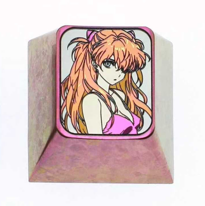 EVA, Pajama Asuka, 1U titanium alloy personalized keycap, anime and game culture creative metal carving decorative keycap.