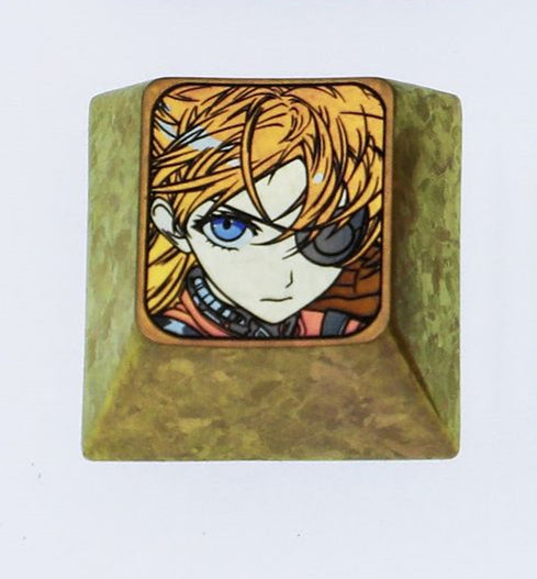 EVA,  Asuka eye mask, 1U titanium alloy personalized keycap, Directional key set,metal carved anime character decoration keycap