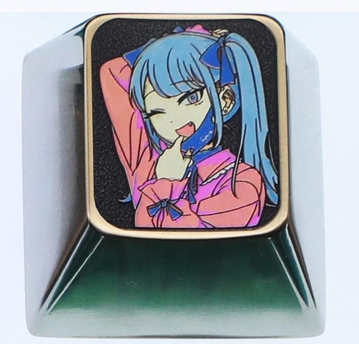 Hatsune Miku theme, 10 styles, highly selectable, 1 U titanium alloy personalized keycap, animation game music culture creative decoration keycap, metal art keycap