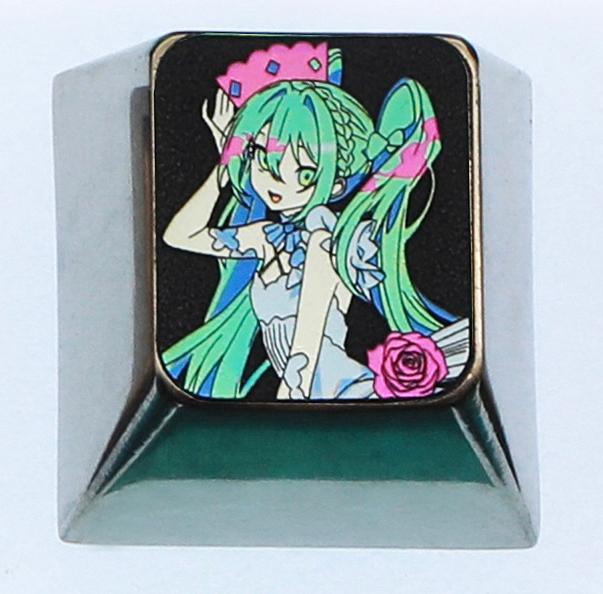 Hatsune Miku, 1U titanium alloy personalized keycap, animation game music culture creative decoration keycap, metal art keycap