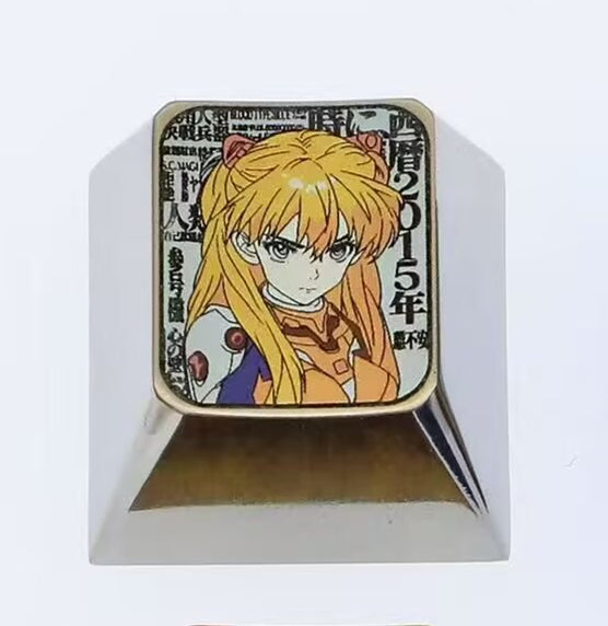 EVA, Asuka, Ayanami Rei metal titanium alloy carved personalized keycaps, keyboard decorative keycaps, anime character keycaps