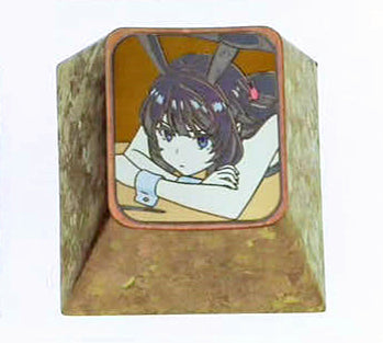 Matsuzaka Satou, Akurajima Mai, 1U titanium alloy carved personalized keycaps, metal decorative keycaps, anime art keycaps