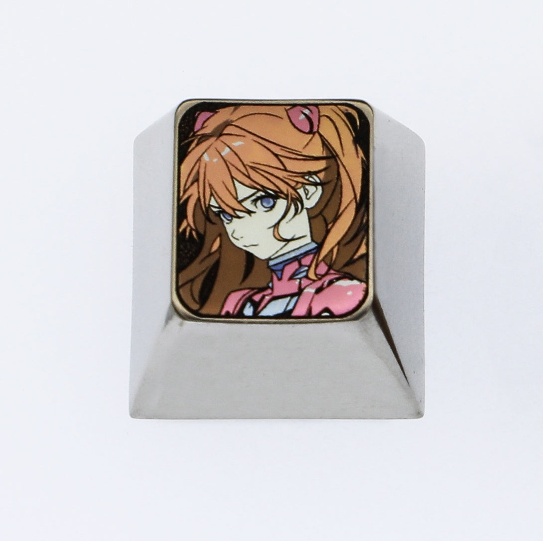 EVA, Asuka angry expression, 1U titanium alloy carved keycaps, personalized keycaps, keyboard decorative keycaps
