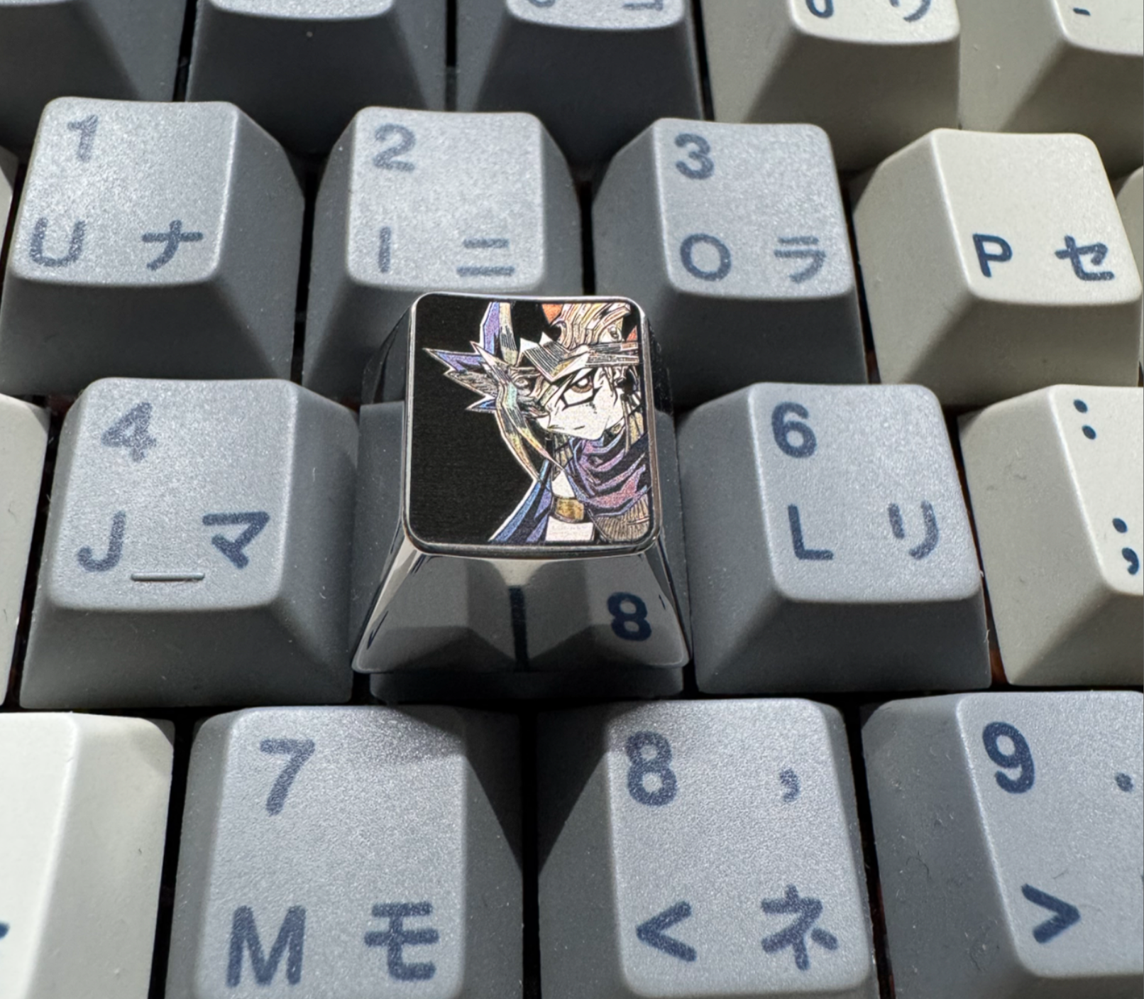 Yu-Gi-Oh! series, Black and white 1U titanium alloy personalized keycaps, metal keycaps around anime and game characters