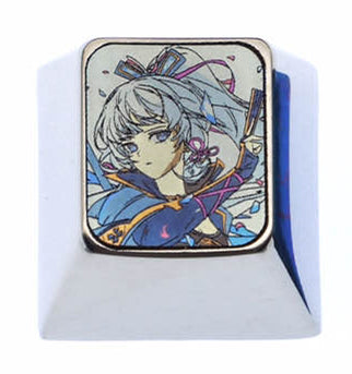 Kamisato Ayaka, 1U titanium alloy personalized keycap, metal carving art creative keycap around anime and game characters