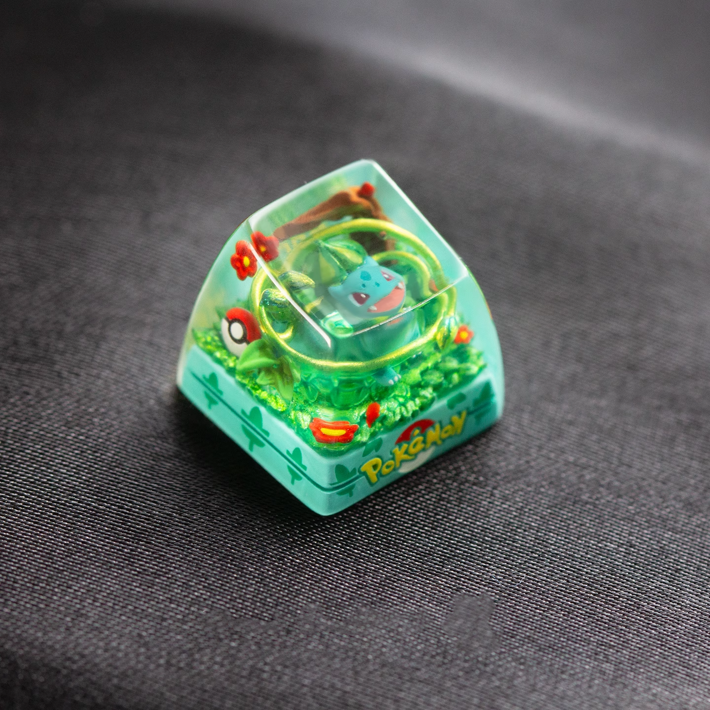 Bulbasaur, Pok é mon 1U, SA height Crystal drops of glue, artisankeycaps, anime and game personalized keycaps
